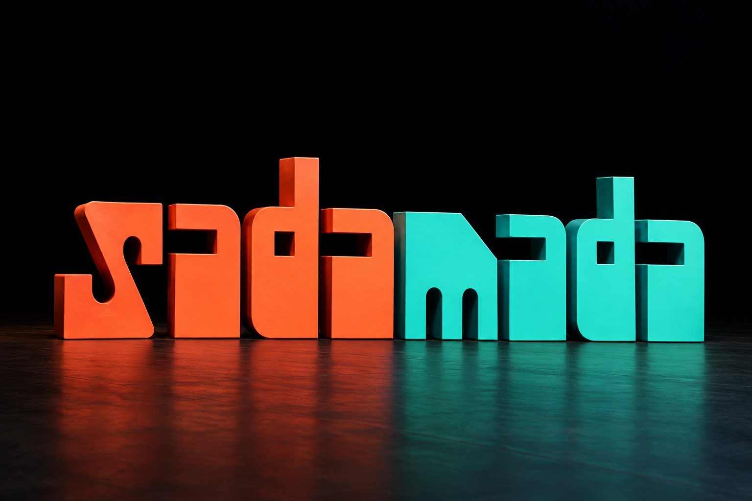 Wordmarks for Mada and Sada by Pentagram showing mirrored Arabic letterforms tied to Doha Design District