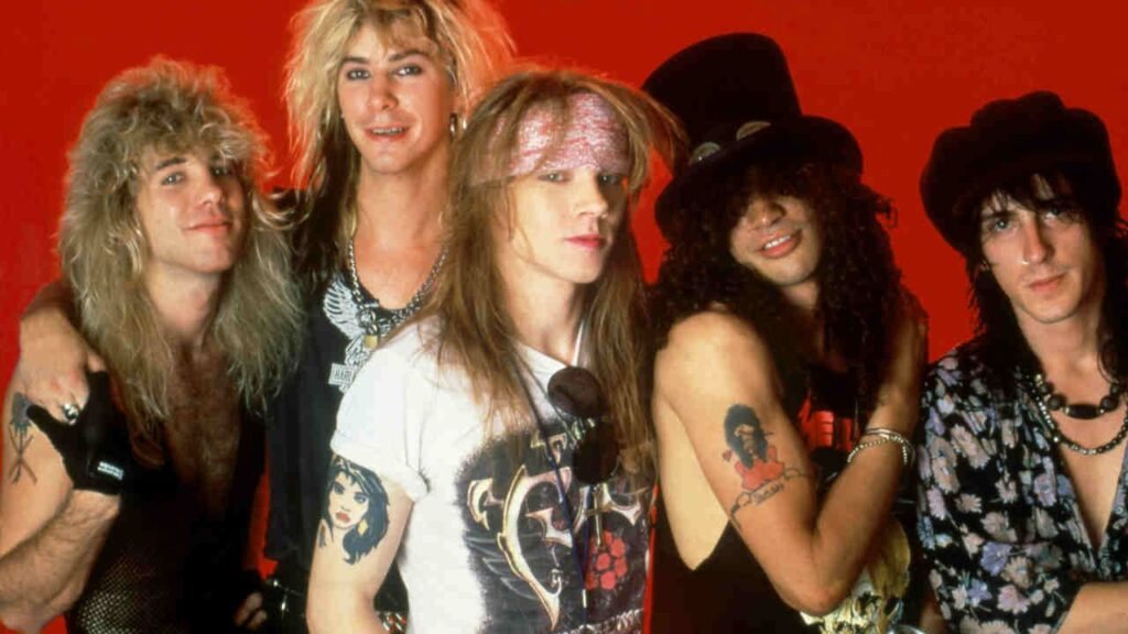 Guns N' Roses in the 1980s: Axl Rose, Slash, Duff McKagan, Izzy Stradlin' and Steven Adler