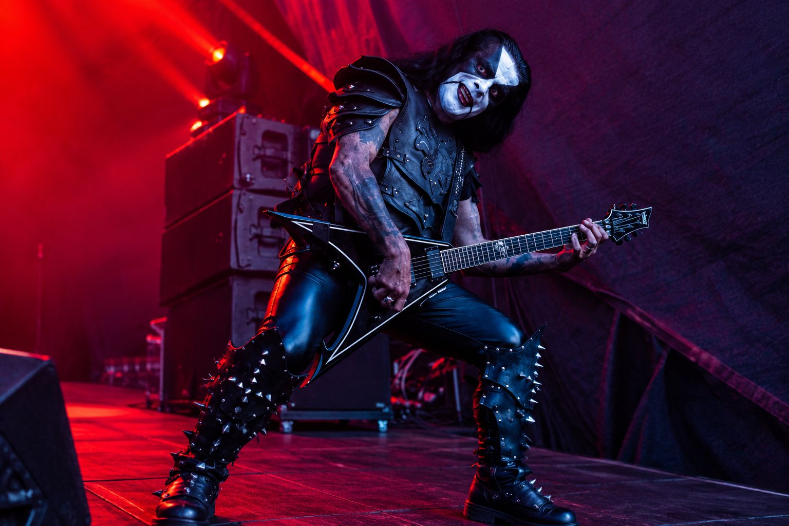 Abbath onstage at SaariHelvetti Festival before abandoning the set