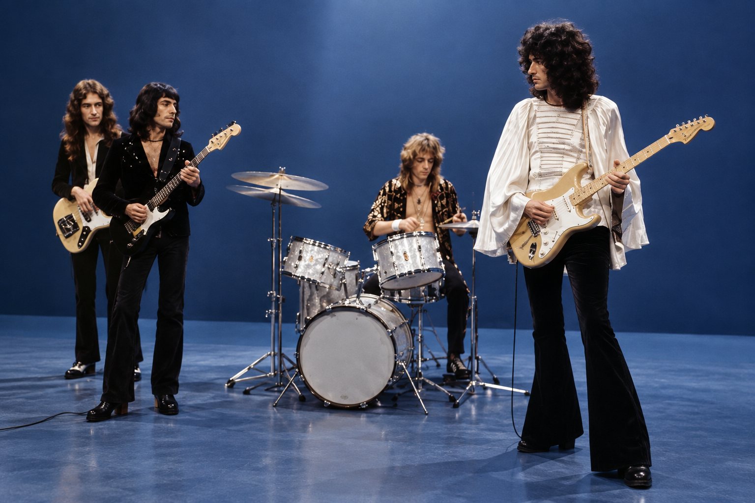 Brian May performing with Queen, promotional image for Queen Budapest screening